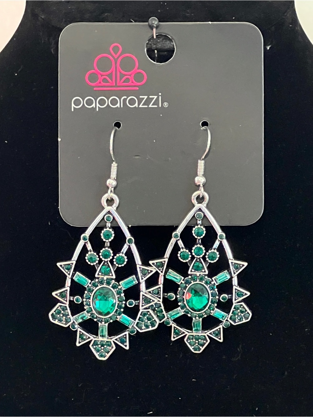 Paparazzi Teal Gemstone Filigree Drop Earrings - Green